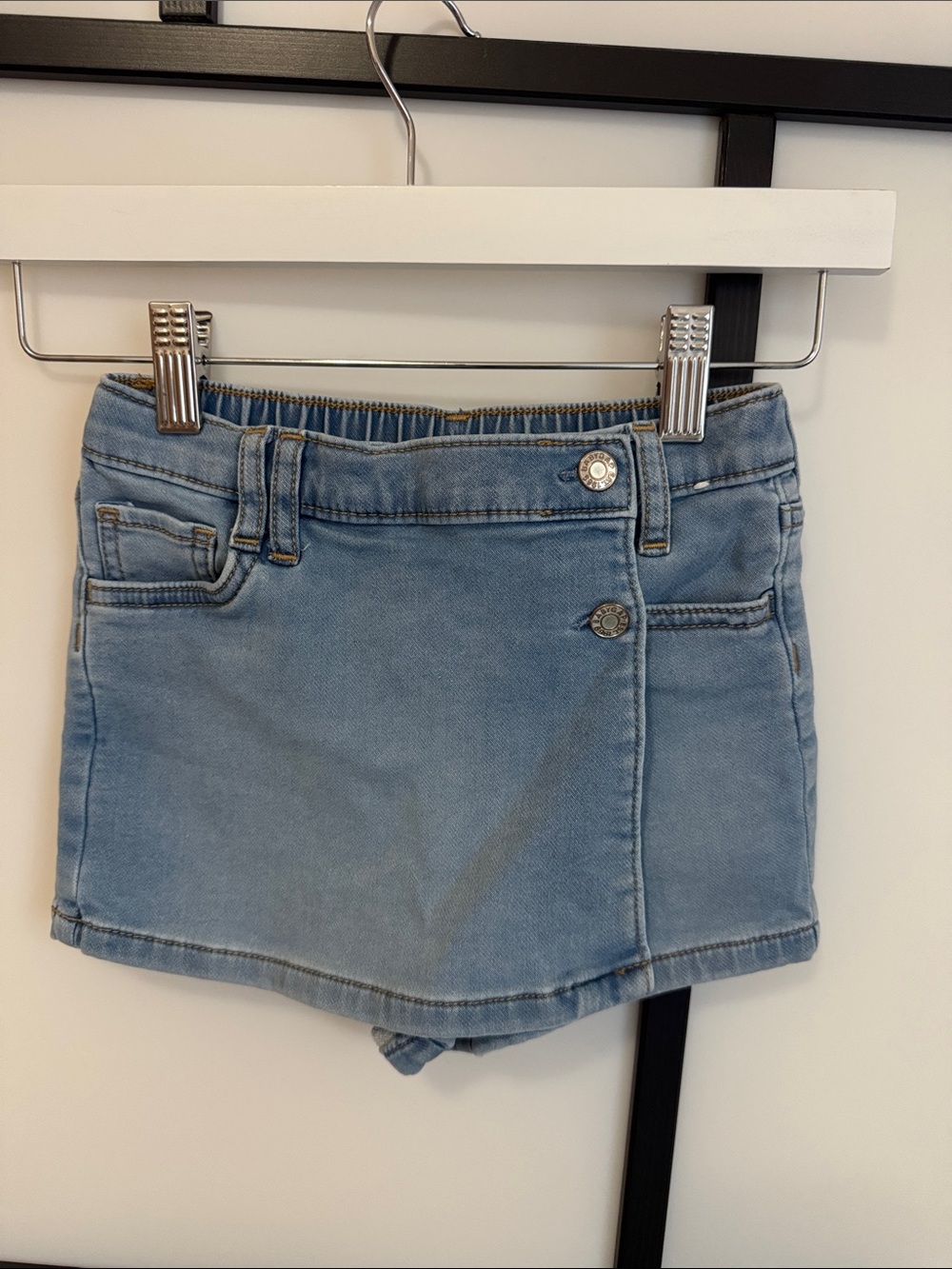 GAP Girls Light Wash Denim Skort with Faux Wrap Front